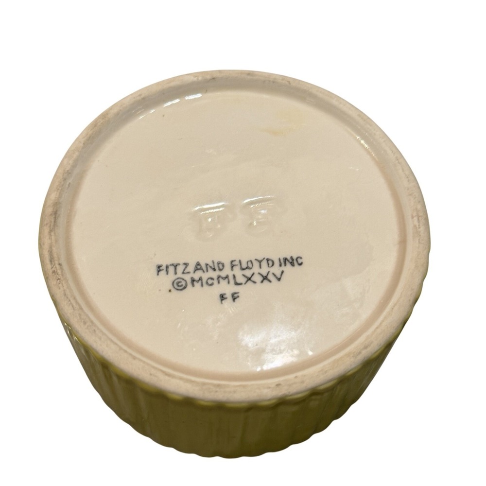 Vintage 1975 Fitz and Floyd Yellow Seashell Ceramic Canister Trinket Box 70s - Picture 6 of 6